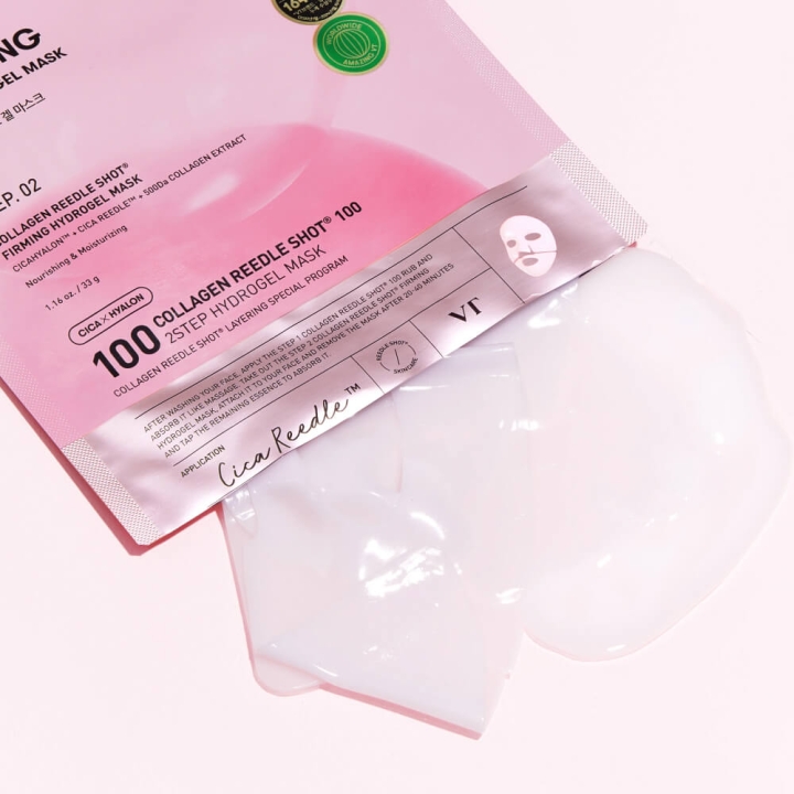 VT Cosmetics Collagen Reedle Shot 300 2Step Двухступенчатая гидрогелевая маска с микроиглами и коллагеном 